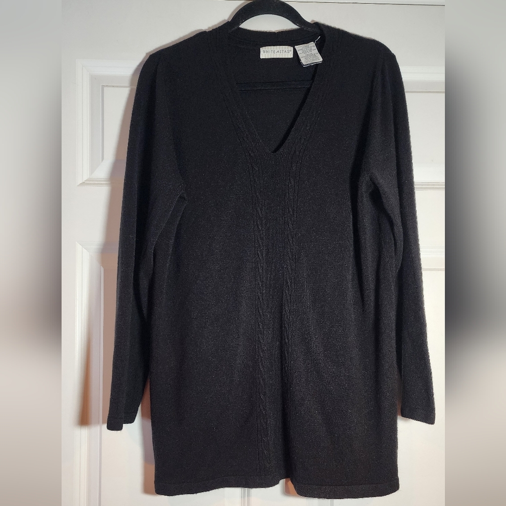 White Stag Black Acrylic V Nevk Sweater XL